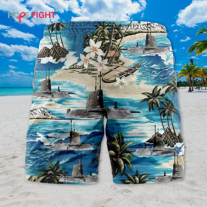 Submarine Swim Trunks, Navy Deep Sea & Tropical Beach Theme
