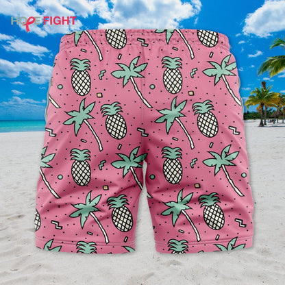 Pink Pineapple Palm Swim Trunks