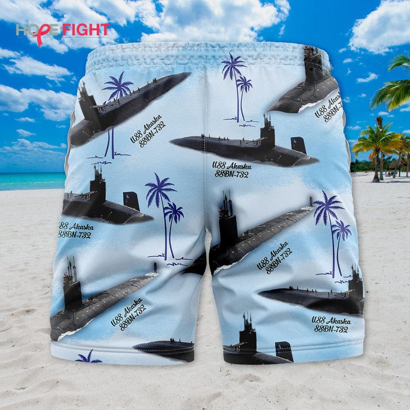 Submarine Swim Trunks, USS Alaska SSBN-732 & Tropical Beach Design