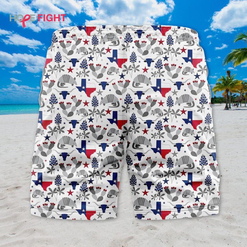 Texas Swim Trunks, Lone Star Pattern & State Symbol Design