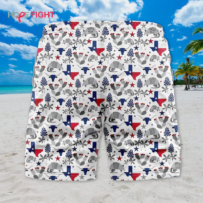 Texas Swim Trunks, Lone Star Pattern & State Symbol Design