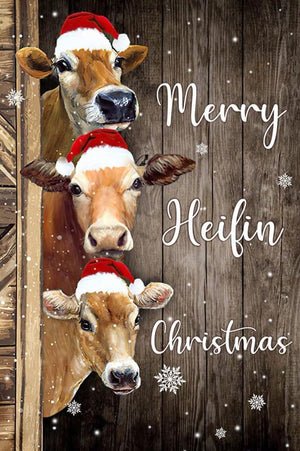 Merry Heifin Christmas Cow Poster, Canvas