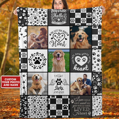 Personalized Dog Blanket - You Left Paw Prints On My Heart