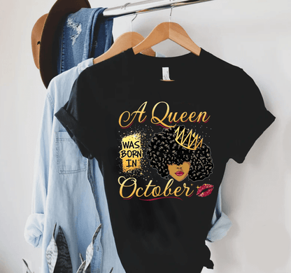 En octubre nació una reina, camisetas de cumpleaños personalizadas para mujeres afroamericanas