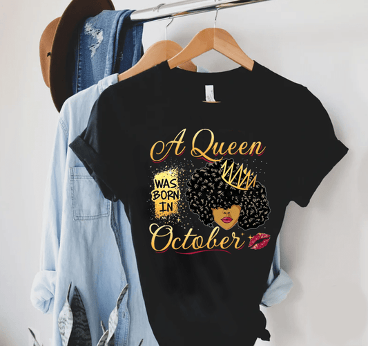 En octubre nació una reina, camisetas de cumpleaños personalizadas para mujeres afroamericanas