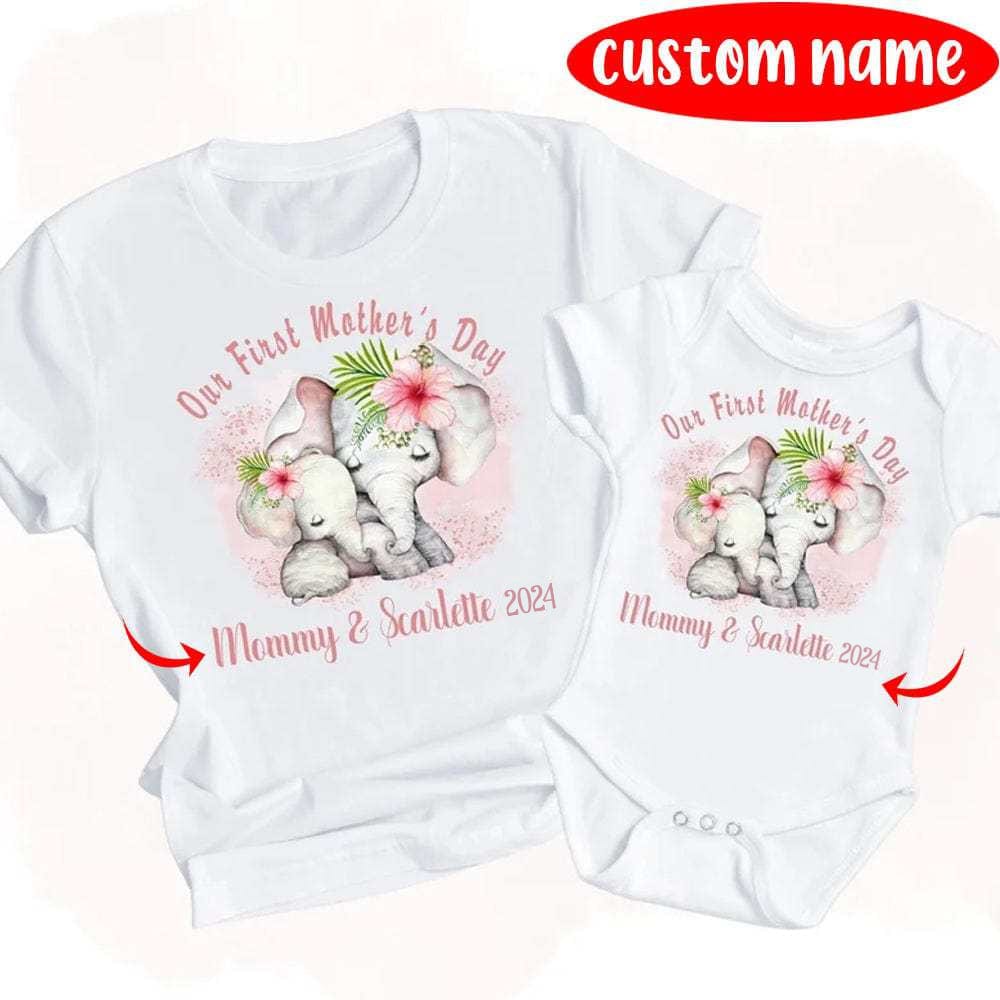 Our First Mother's Day Elephant Personalized Shirts