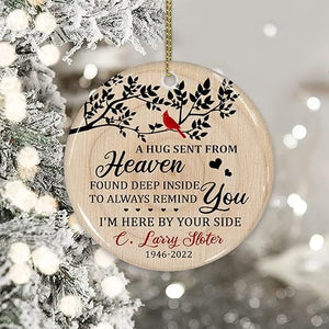 Adornos navideños conmemorativos personalizados, un abrazo enviado desde el cielo, regalos de recuerdo del cardenal