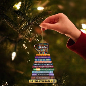 Personalized Bookstack Ornament for Christmas , Gift for Book Lovers