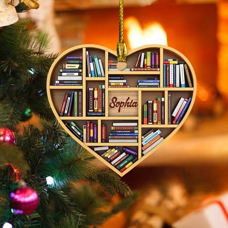 Personalized Book Lover's Ornament, Book Lovers Gifts, Christmas Tree Decoration