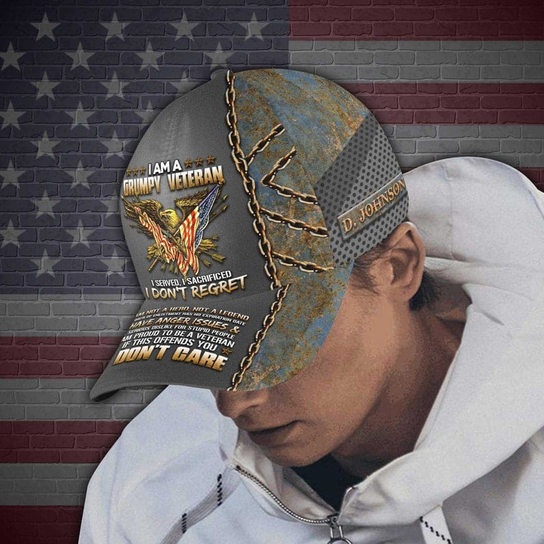 Gorra clásica de veterano estadounidense con nombre personalizado, sombrero de veterano