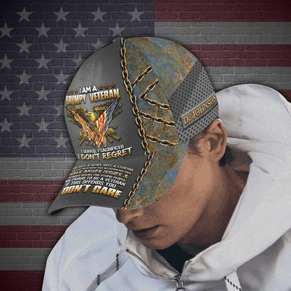 Gorra clásica de veterano estadounidense con nombre personalizado, sombrero de veterano
