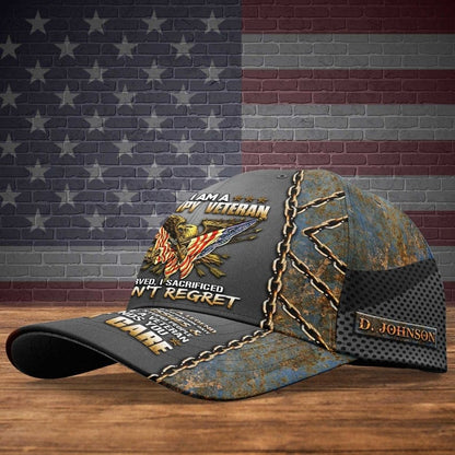 Gorra clásica de veterano estadounidense con nombre personalizado, sombrero de veterano
