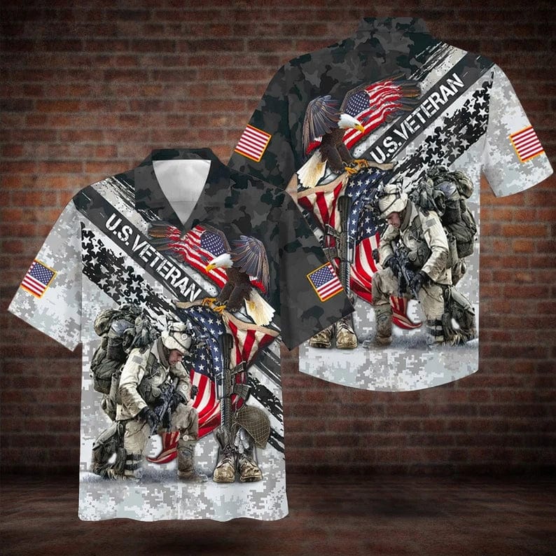 US Veteran Hawaiian Shirt, Button Up Shirt