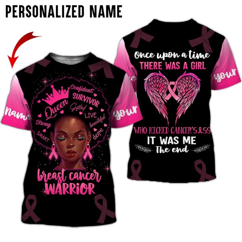 Personalized Breast Cancer Shirt For Black Women, Breast Cancer All Over Print Shirt