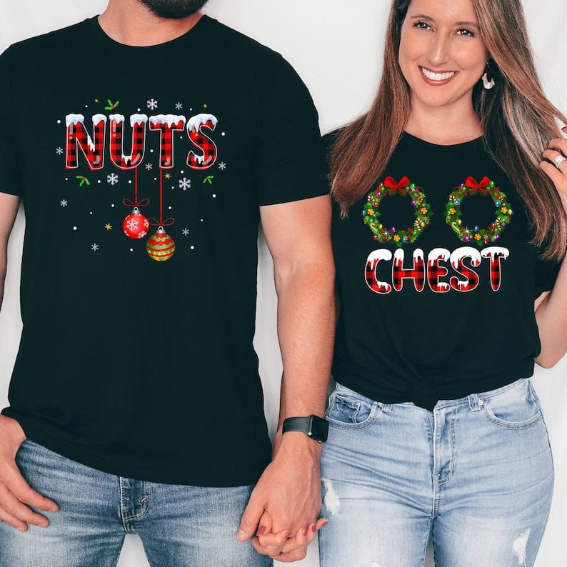 Couples Christmas Shirts, Funny Chestnuts Xmas Tees