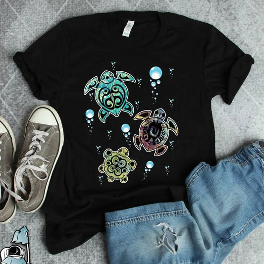 Camiseta de tortuga marina, camiseta de tortuga colorida