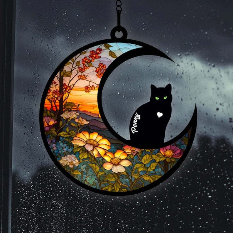 Personalized Cat Ornament Suncatcher, Cat Memorial Ornament