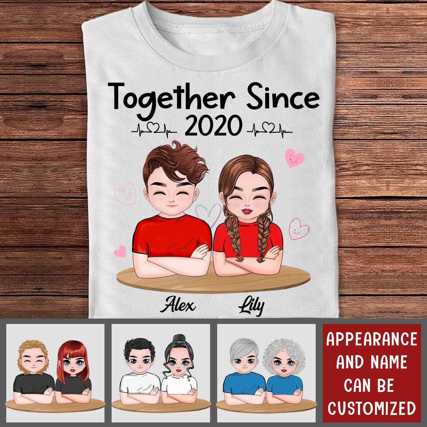 Personalized Couple T-shirt -Together Since Years