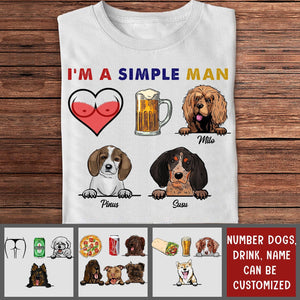 Camiseta personalizada para amantes de los perros: soy un hombre sencillo