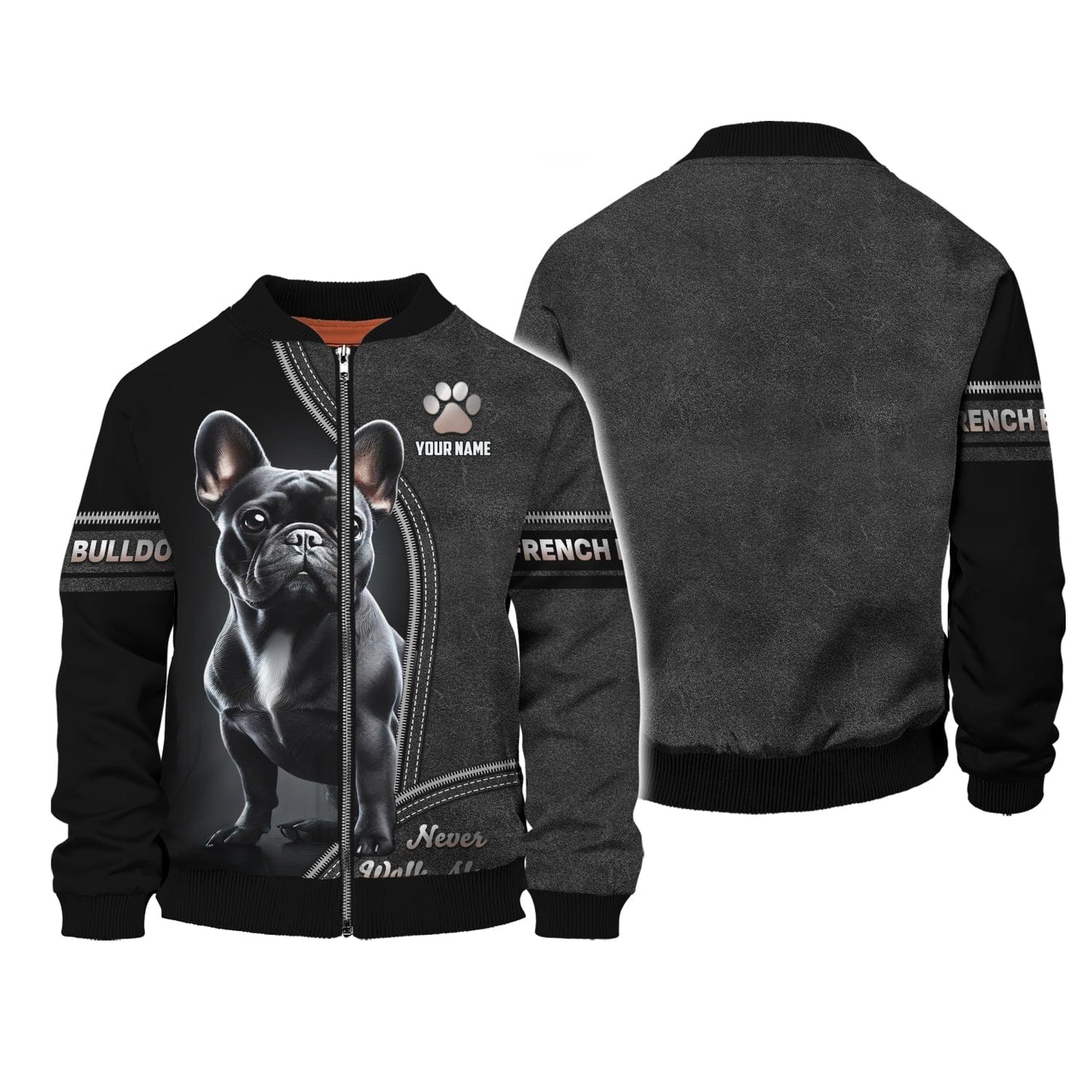 3D Full Print French Bulldog Zipper Hoodie Personalized Name Gift For Dog Lovers, All Over Printed