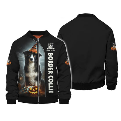 Border Collie Custom Name 3D Shirt Happy Halloween Gift For Dog Lovers, All Over Printed