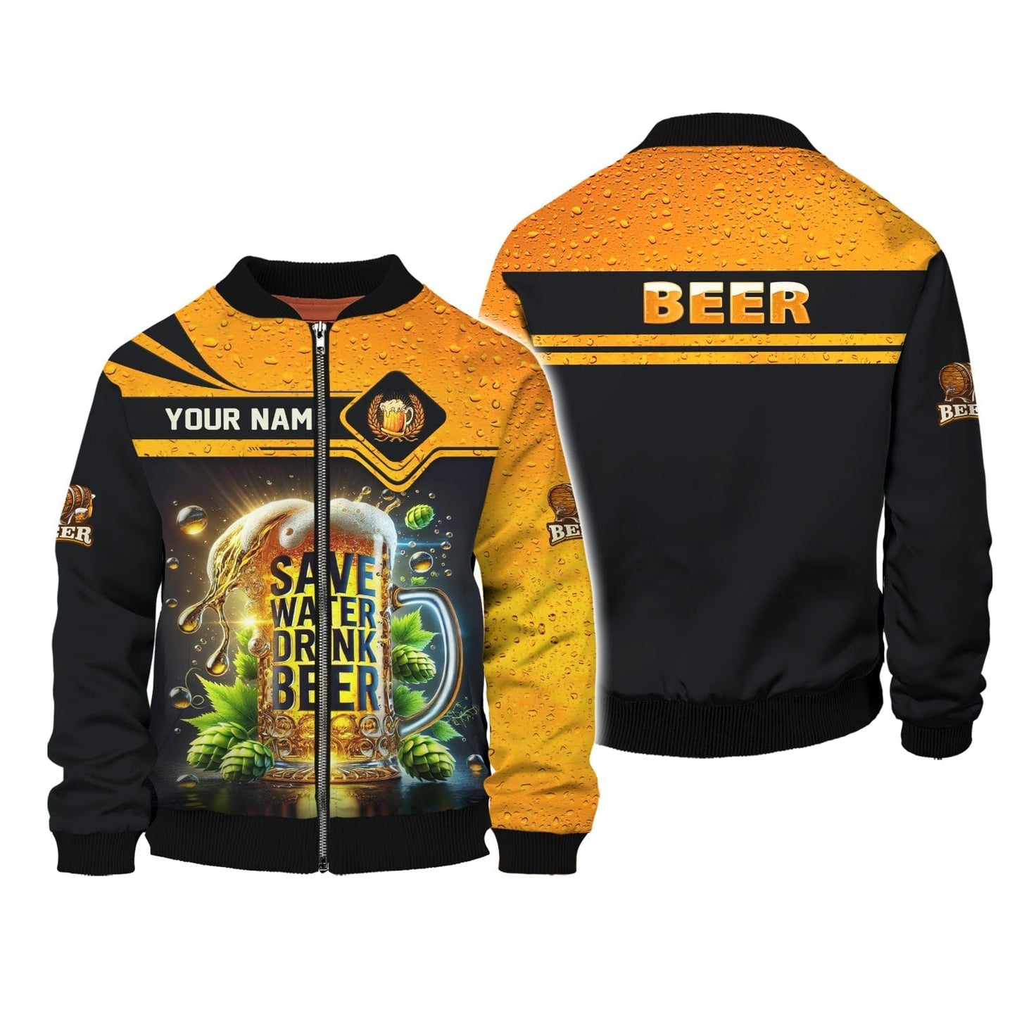 Save Water Drink Beer Personalized Name Shirt Custom Gift For Beer Lovers, All Over Printed