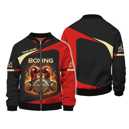 3D Full Print Boxing T-Shirt Fiery Gloves And Belt Personalized Name Gift For Boxing Lovers, All Over Printed