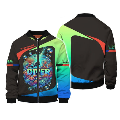 Scuba Diving Custom Name 3D Shirt Diving Into The Ocean Personalized Gift For Diver Lovers, All Over Printed