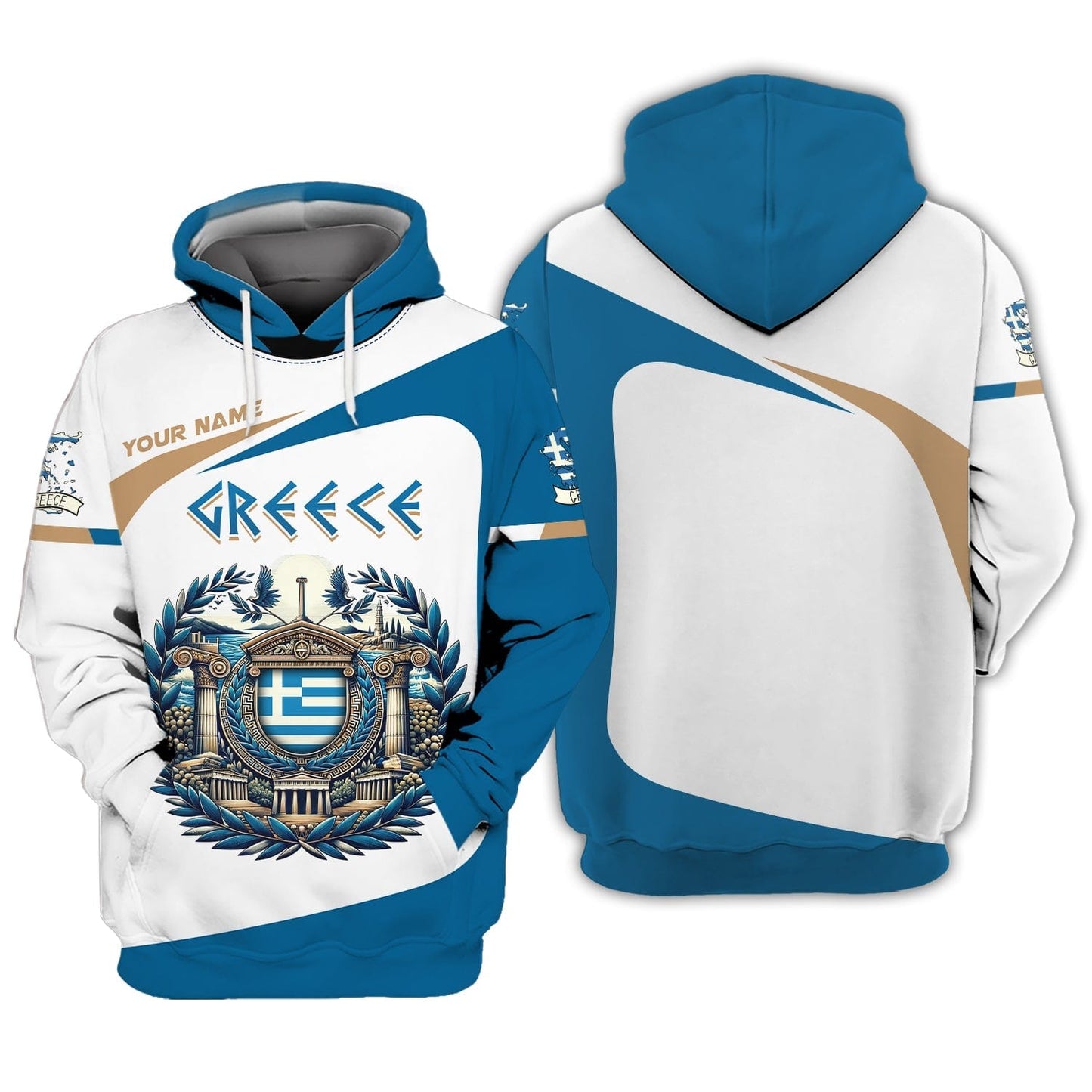 Coat Of Arms Greek Custom T- Shirts Gif For Greece Lover 3D Shirt, All Over Printed