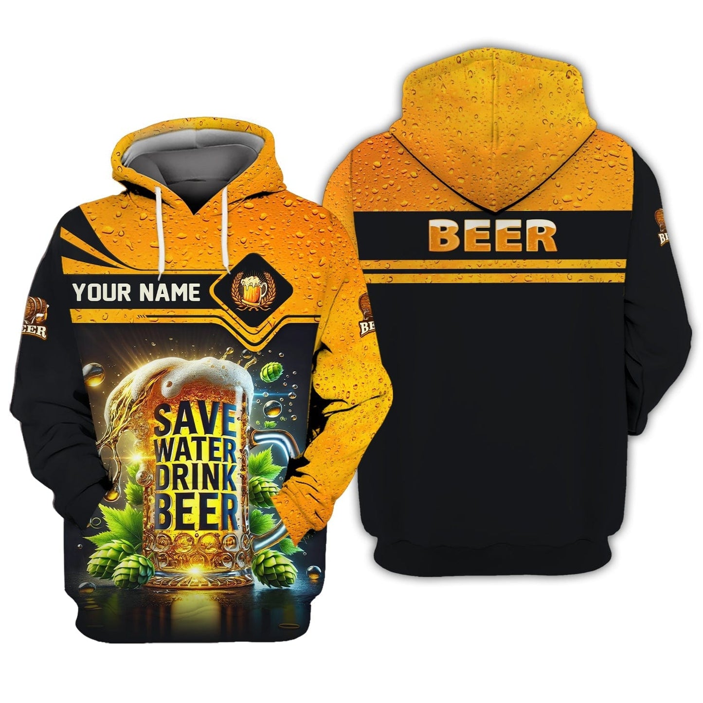 Save Water Drink Beer Personalized Name Shirt Custom Gift For Beer Lovers, All Over Printed