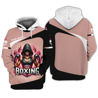 Boxing Woman Custom Name 3D Shirt Personalized Gift For Boxer Lovers, All Over Printed