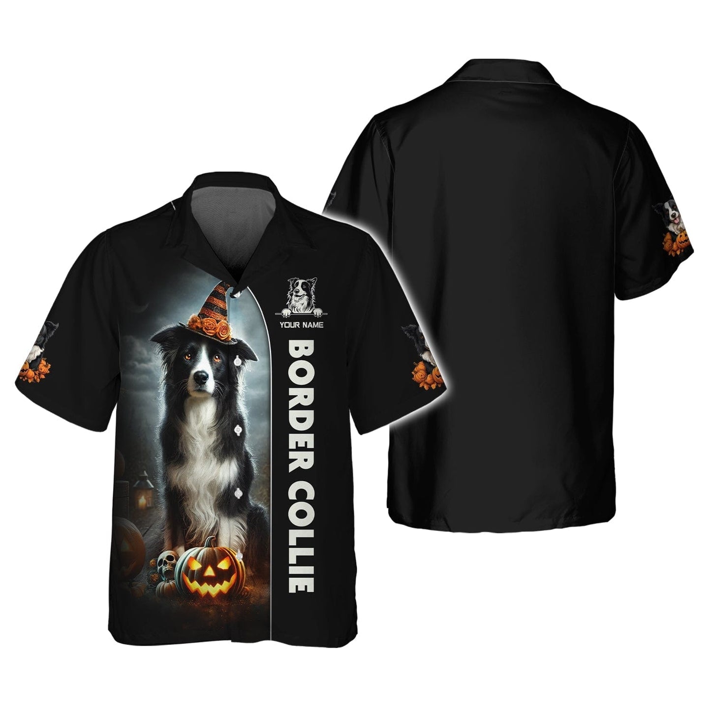 Border Collie Custom Name 3D Shirt Happy Halloween Gift For Dog Lovers, All Over Printed