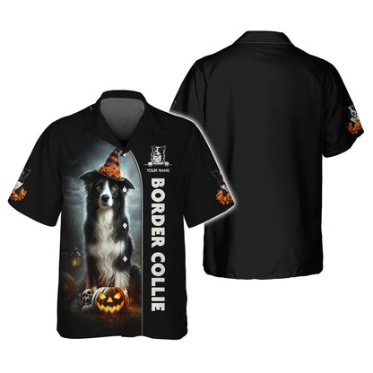 Border Collie Custom Name 3D Shirt Happy Halloween Gift For Dog Lovers, All Over Printed