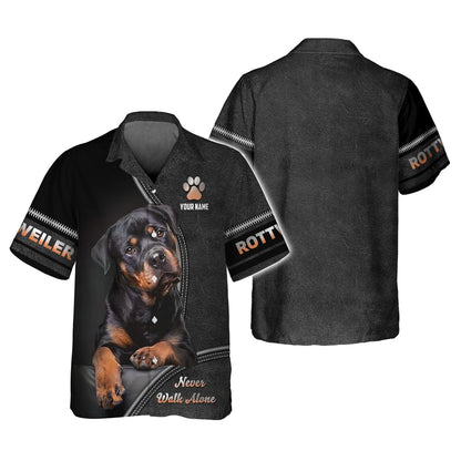 Rottweiler Custom Name Shirt Never Walk Alone Gift For Dog Lover, All Over Printed
