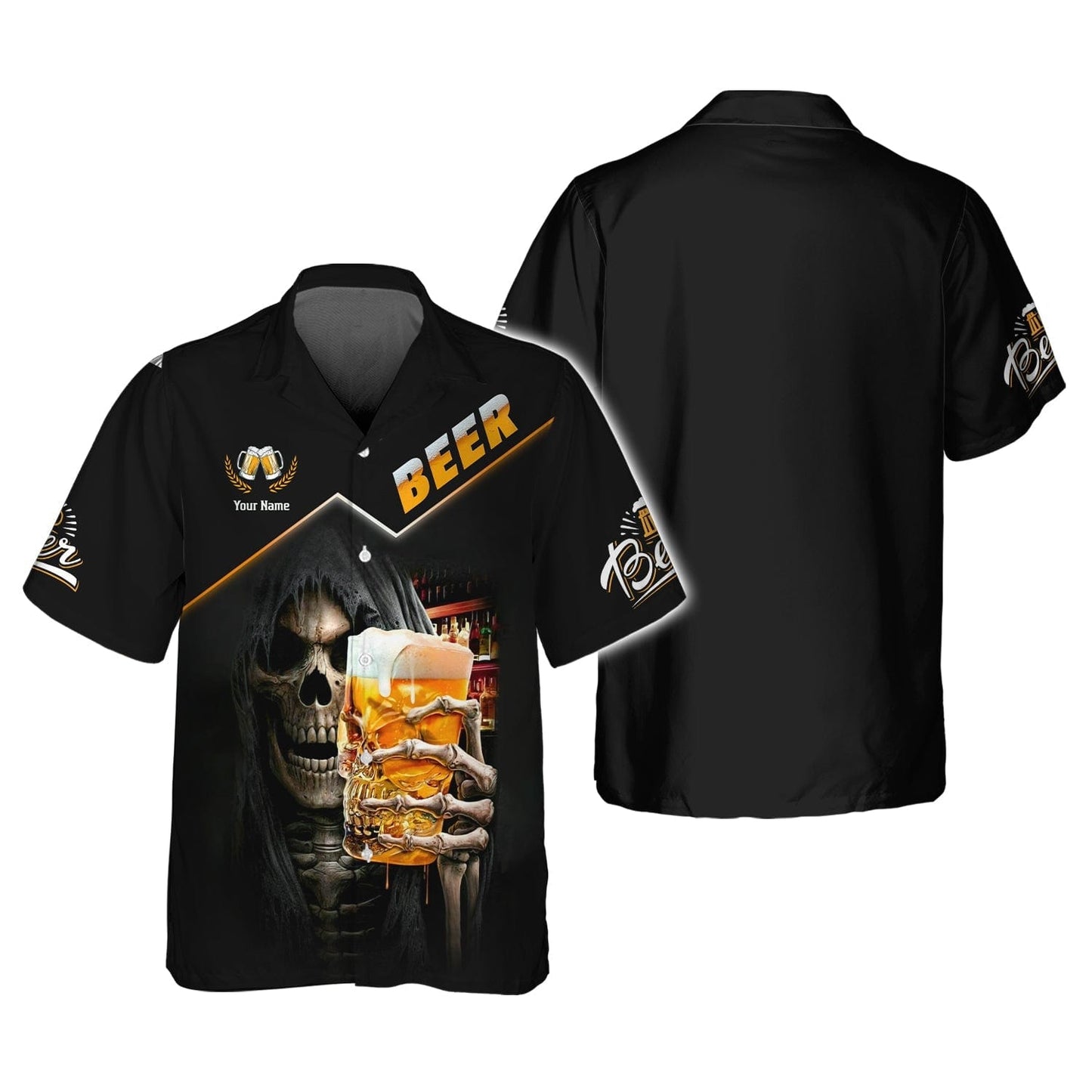 Beer Skull Cup Personalized Name 3D Shirt Gift For Beer Lovers, All Over Printed