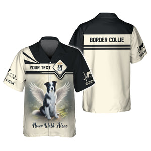 Border Collie Custom Name 3D Shirt Never Walk Alone Gift For Dog Lovers, All Over Printed