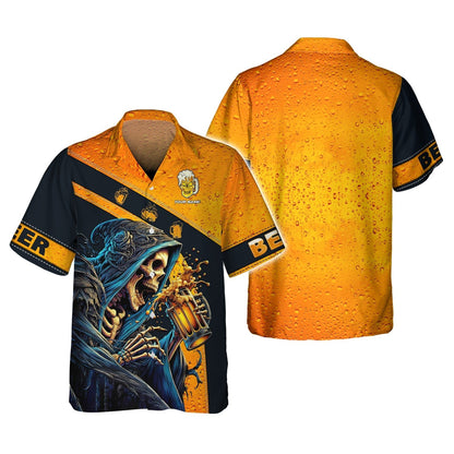 Skeleton Drinking Beer Custom T-Shirts Beer 3D Shirt Gift For Beer Lovers, All Over Printed
