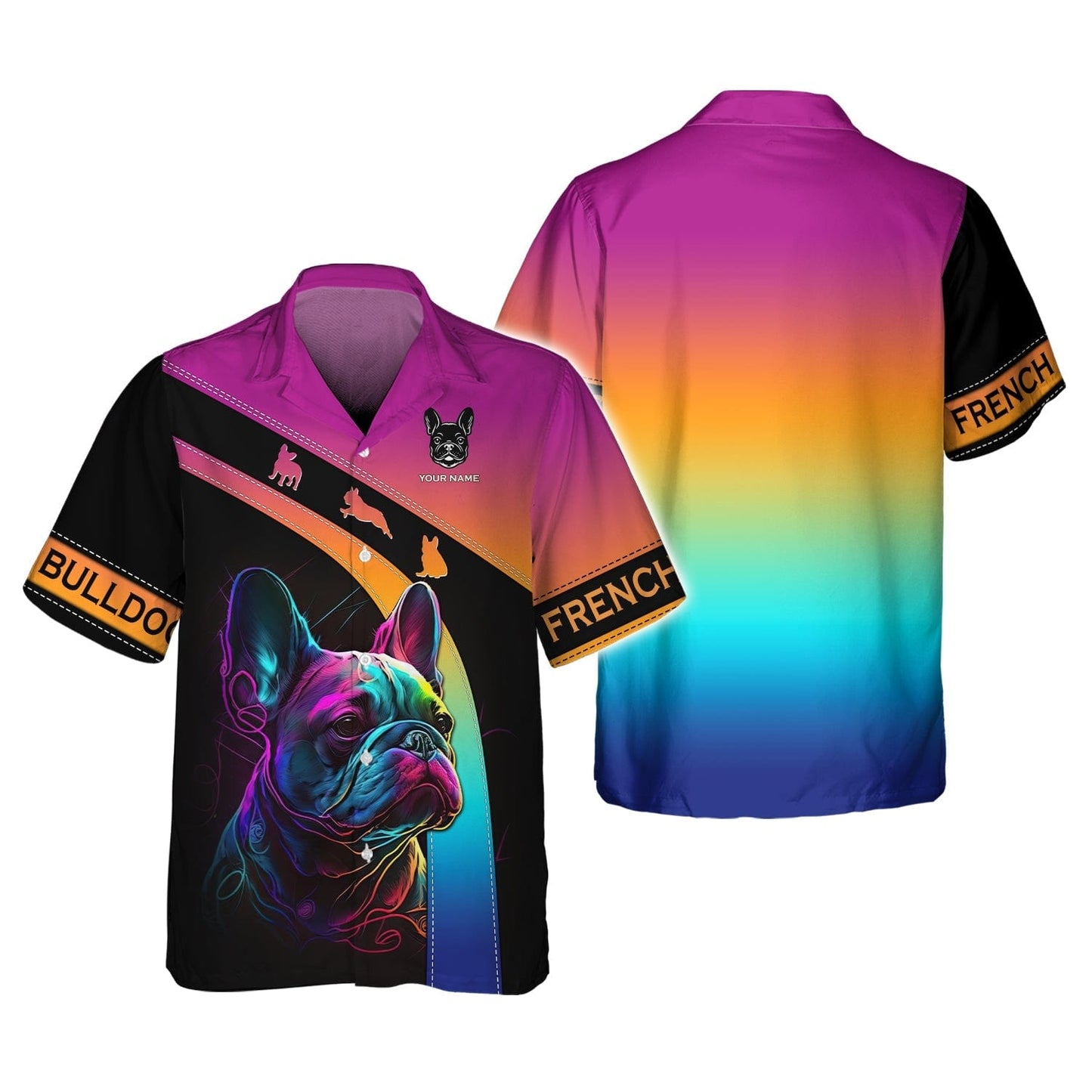 3D Full Print Vibrant French Bulldog T-Shirt Personalized Name Gift For Dog Lovers, All Over Printed