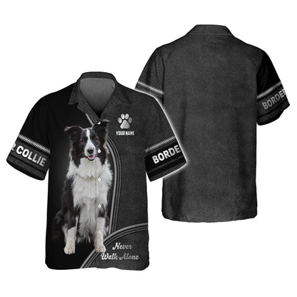 Border Collie Never Walk Alone Custom T-Shirts Border Collie 3D Shirt Gift For Dog Lover, All Over Printed