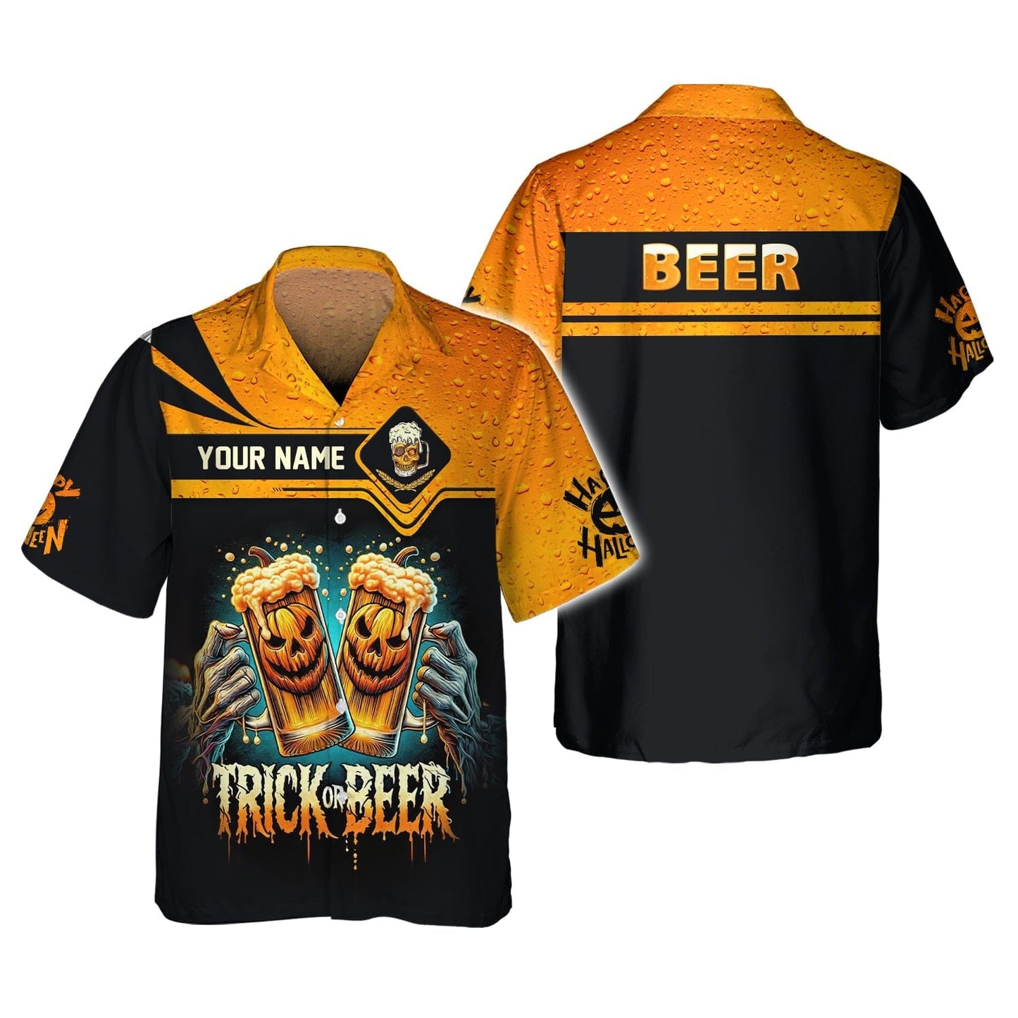 Trick Or Beer Custom T-Shirts Happy Halloween 3D Shirt Gift For Beer Lovers, All Over Printed
