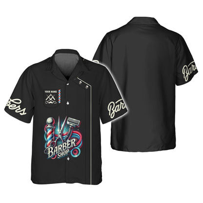 Colorful Barber Tools Custom Name 3D T-Shirts Barber Shop Shirt Gift For Barber Lovers, All Over Printed
