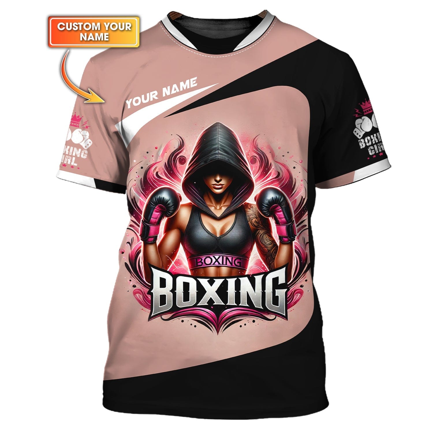 Boxing Woman Custom Name 3D Shirt Personalized Gift For Boxer Lovers, All Over Printed