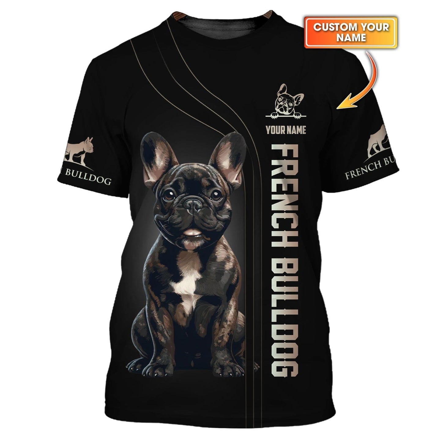 French Bulldog Custom Name 3D T-Shirt Gift For Dog Lovers, All Over Printed