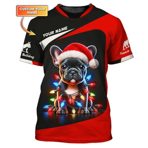 French Bulldog Merry Christmas Custom Name 3D Shirt Gift For Dog Lover, All Over Printed