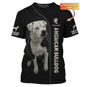 3D Full Print American Bulldog T-Shirts Personalized Name Gift For Dog Lovers, All Over Printed