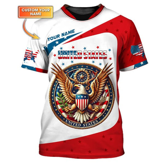 Personalized United States T-Shirt - American Eagle Custom Name Design