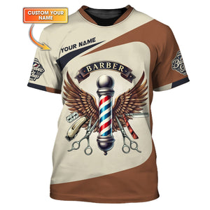 3D Full Print Barber Tools T-Shirts Personalized Name Gift For Barber Lovers, All Over Printed