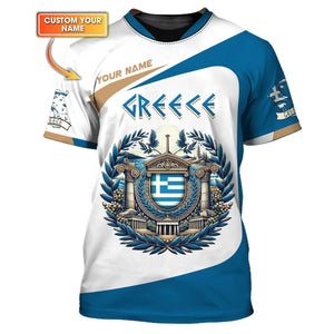 Coat Of Arms Greek Custom T- Shirts Gif For Greece Lover 3D Shirt, All Over Printed