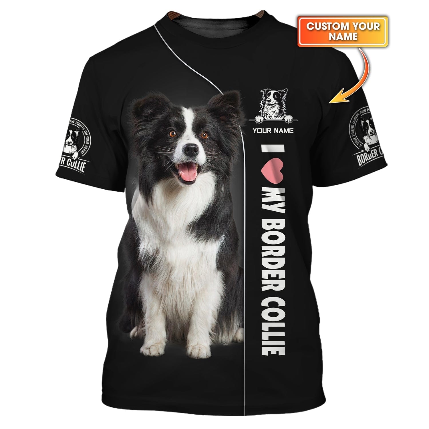 Border Collie Custom Name Shirt Gift For Dog Lover 3D Shirts, All Over Printed