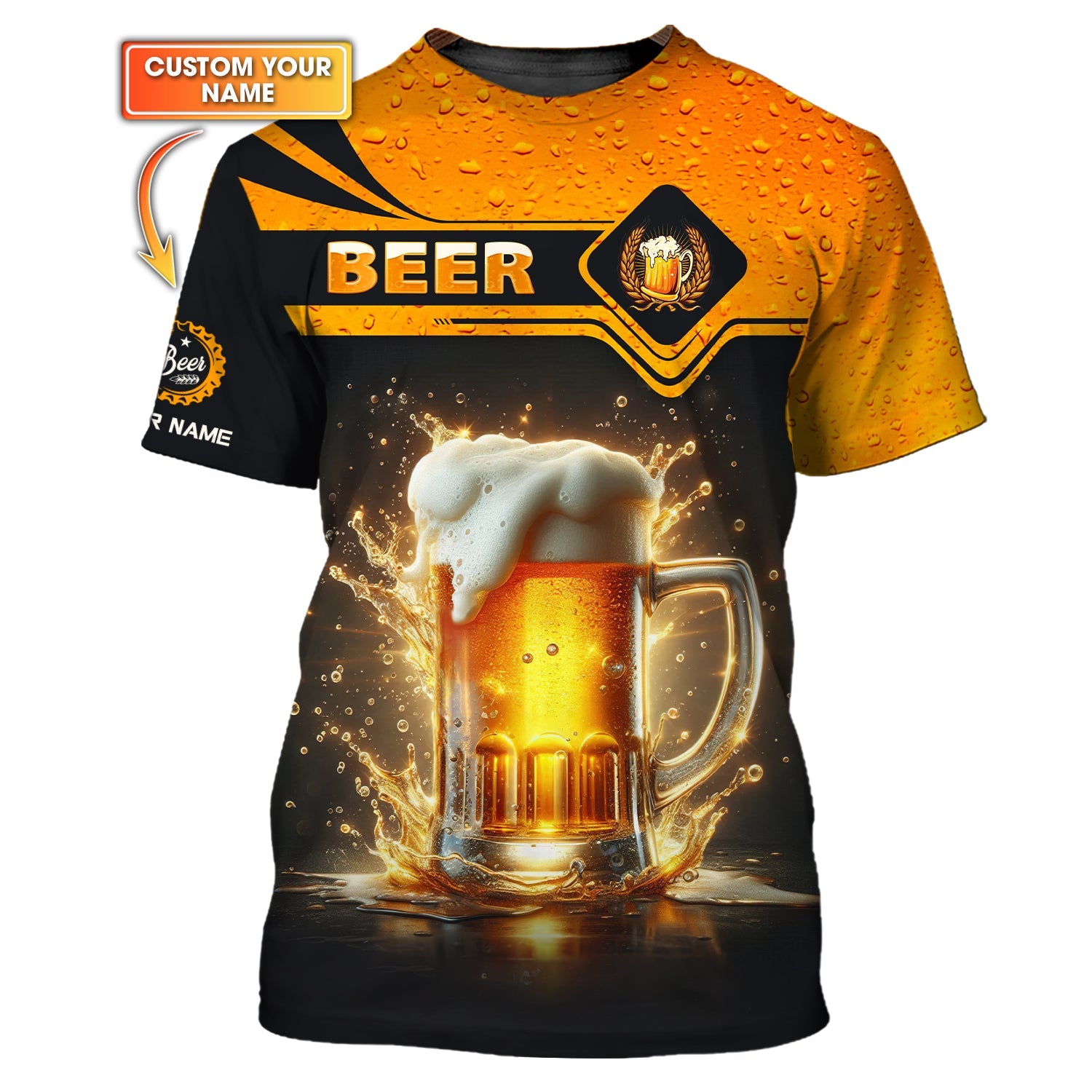 Beer Cup Unisex Shirt Personalized Name Shirt For Beer Lovers, All Over Printed